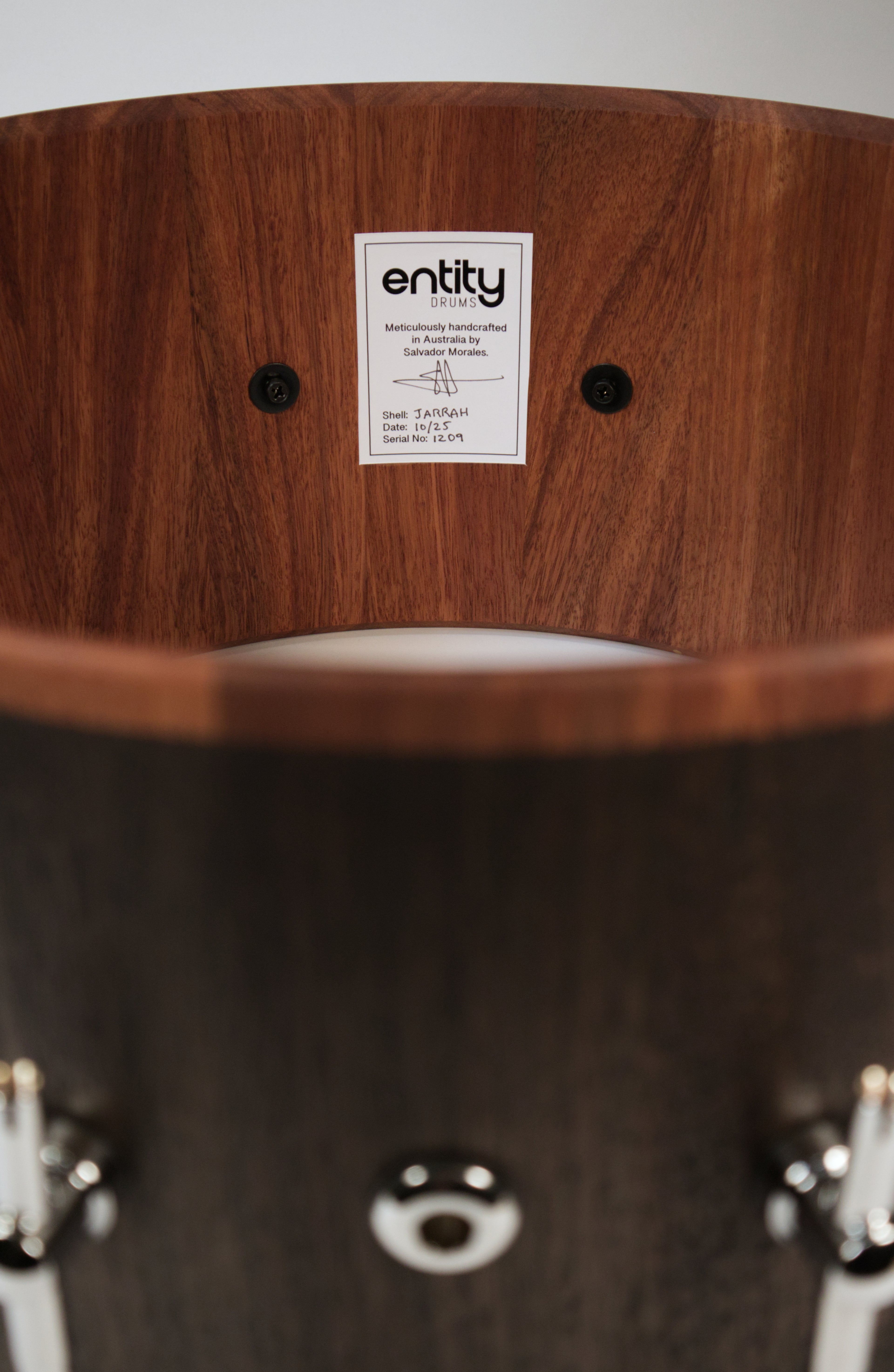 CUSTOM BLACK JARRAH BLOCK SNARE DRUM