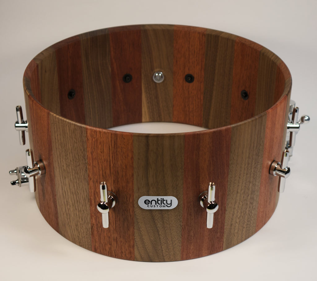CUSTOM WALNUT & JARRAH BLOCK SNARE DRUM
